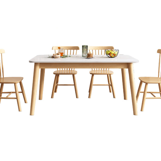 Rubberwood Solid Wood Dining Table Simplicity Dining Table with 4 Legs Clearhalo ' dining_table' 'Dining Tables & Seating' 'Dining Tables' 'Furniture' 'furniture_dining_table' 'Kitchen & Dining Furniture' 'kitchen&dining_furn' 'kitchen' 'kitchen_dining_table' 3577606