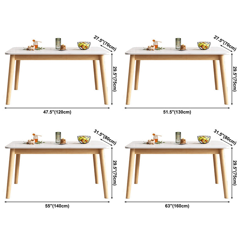 Rubberwood Solid Wood Dining Table Simplicity Dining Table with 4 Legs Clearhalo ' dining_table' 'Dining Tables & Seating' 'Dining Tables' 'Furniture' 'furniture_dining_table' 'Kitchen & Dining Furniture' 'kitchen&dining_furn' 'kitchen' 'kitchen_dining_table' 3577613