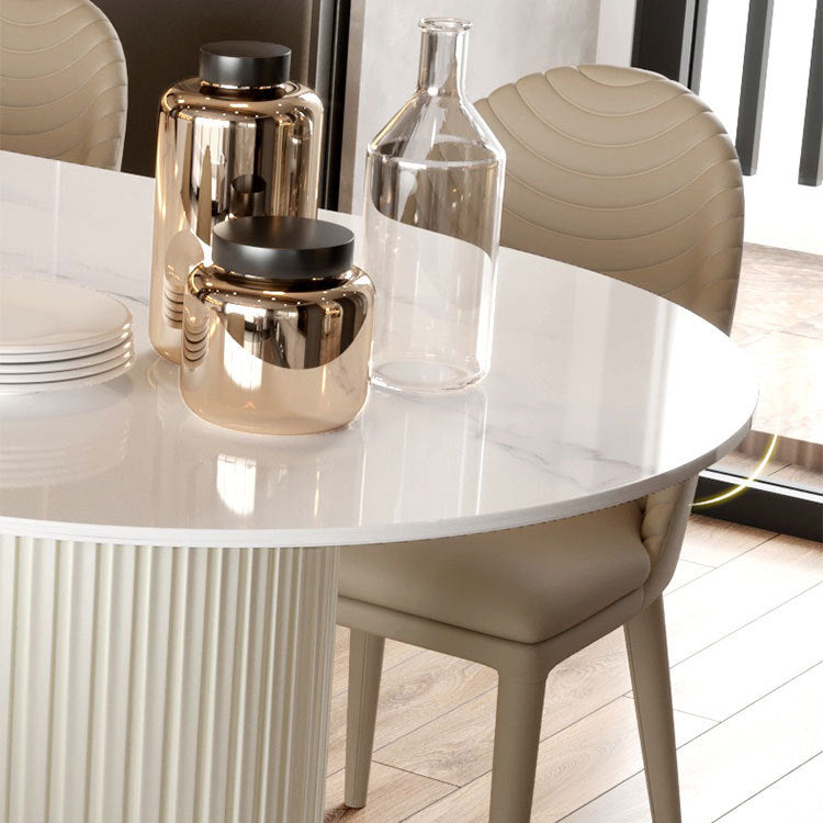 Sintered Stone White Dining Table Simplicity Double Pedestal Table for Dining Room Clearhalo ' dining_table' 'Dining Tables & Seating' 'Dining Tables' 'Furniture' 'furniture_dining_table' 'Kitchen & Dining Furniture' 'kitchen&dining_furn' 'kitchen' 'kitchen_dining_table' 3577622