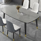 Modern Sintered Stone Top Kitchen Dining Table Rectangle Shape Dining Table with 4 Legs Base Grey Clearhalo ' dining_table' 'Dining Tables & Seating' 'Dining Tables' 'Furniture' 'furniture_dining_table' 'Kitchen & Dining Furniture' 'kitchen&dining_furn' 'kitchen' 'kitchen_dining_table' 3577628