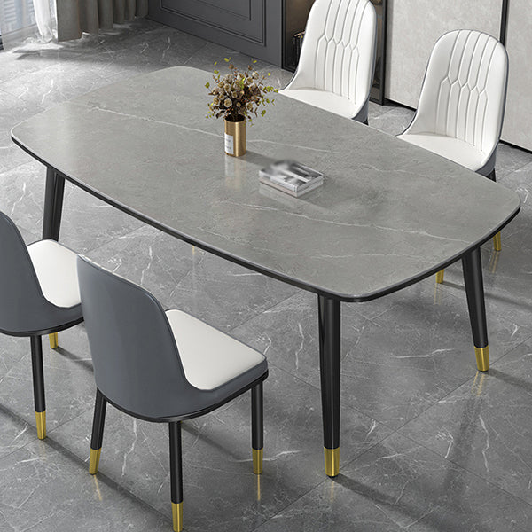 Modern Sintered Stone Top Kitchen Dining Table Rectangle Shape Dining Table with 4 Legs Base Grey Clearhalo ' dining_table' 'Dining Tables & Seating' 'Dining Tables' 'Furniture' 'furniture_dining_table' 'Kitchen & Dining Furniture' 'kitchen&dining_furn' 'kitchen' 'kitchen_dining_table' 3577628