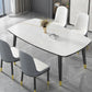 Modern Sintered Stone Top Kitchen Dining Table Rectangle Shape Dining Table with 4 Legs Base Clearhalo ' dining_table' 'Dining Tables & Seating' 'Dining Tables' 'Furniture' 'furniture_dining_table' 'Kitchen & Dining Furniture' 'kitchen&dining_furn' 'kitchen' 'kitchen_dining_table' 3577630