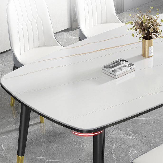 Modern Sintered Stone Top Kitchen Dining Table Rectangle Shape Dining Table with 4 Legs Base Clearhalo ' dining_table' 'Dining Tables & Seating' 'Dining Tables' 'Furniture' 'furniture_dining_table' 'Kitchen & Dining Furniture' 'kitchen&dining_furn' 'kitchen' 'kitchen_dining_table' 3577633