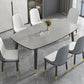 Modern Sintered Stone Top Kitchen Dining Table Rectangle Shape Dining Table with 4 Legs Base Clearhalo ' dining_table' 'Dining Tables & Seating' 'Dining Tables' 'Furniture' 'furniture_dining_table' 'Kitchen & Dining Furniture' 'kitchen&dining_furn' 'kitchen' 'kitchen_dining_table' 3577637