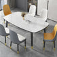 Modern Sintered Stone Top Kitchen Dining Table Rectangle Shape Dining Table with 4 Legs Base Clearhalo ' dining_table' 'Dining Tables & Seating' 'Dining Tables' 'Furniture' 'furniture_dining_table' 'Kitchen & Dining Furniture' 'kitchen&dining_furn' 'kitchen' 'kitchen_dining_table' 3577639