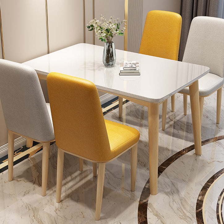 Rubberwood Modern Solid Wood Dining Table 4 Legs Base Table in Wood Color Clearhalo ' dining_table' 'Dining Tables & Seating' 'Dining Tables' 'Furniture' 'furniture_dining_table' 'Kitchen & Dining Furniture' 'kitchen&dining_furn' 'kitchen' 'kitchen_dining_table' 3577640