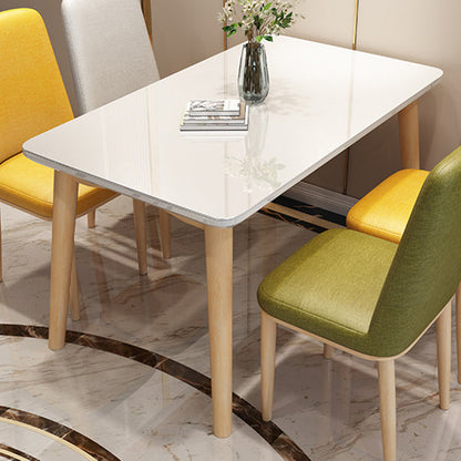 Rubberwood Modern Solid Wood Dining Table 4 Legs Base Table in Wood Color Clearhalo ' dining_table' 'Dining Tables & Seating' 'Dining Tables' 'Furniture' 'furniture_dining_table' 'Kitchen & Dining Furniture' 'kitchen&dining_furn' 'kitchen' 'kitchen_dining_table' 3577643