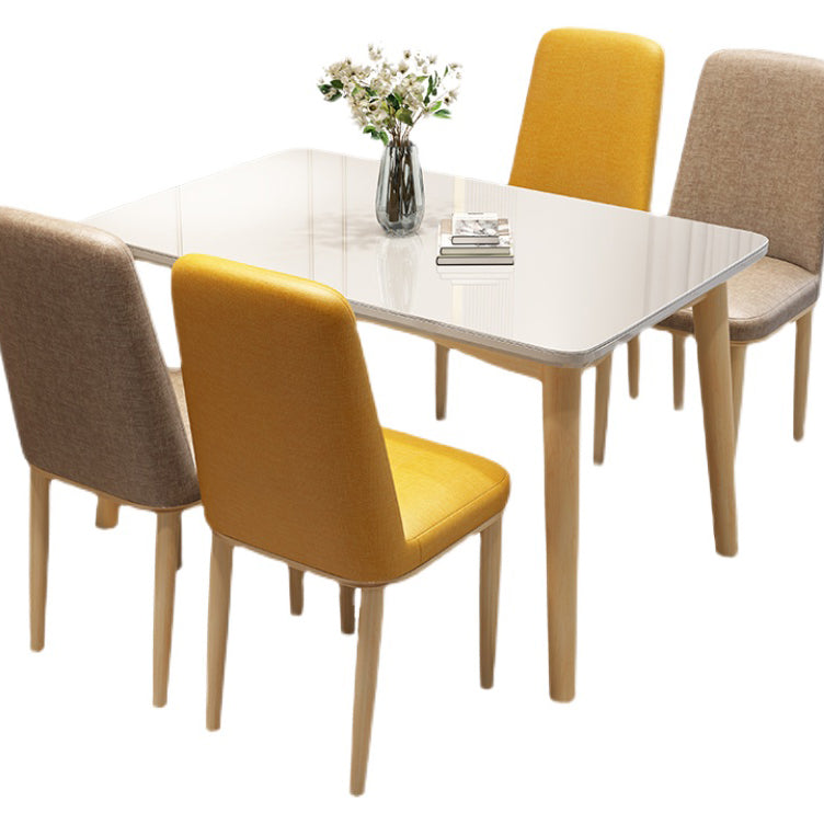 Rubberwood Modern Solid Wood Dining Table 4 Legs Base Table in Wood Color Clearhalo ' dining_table' 'Dining Tables & Seating' 'Dining Tables' 'Furniture' 'furniture_dining_table' 'Kitchen & Dining Furniture' 'kitchen&dining_furn' 'kitchen' 'kitchen_dining_table' 3577644