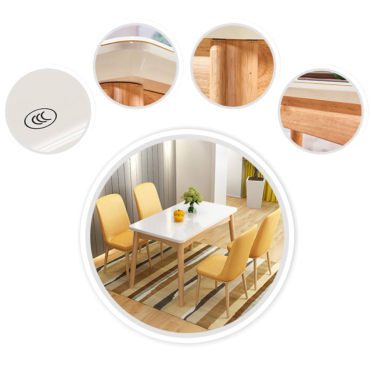 Rubberwood Modern Solid Wood Dining Table 4 Legs Base Table in Wood Color Clearhalo ' dining_table' 'Dining Tables & Seating' 'Dining Tables' 'Furniture' 'furniture_dining_table' 'Kitchen & Dining Furniture' 'kitchen&dining_furn' 'kitchen' 'kitchen_dining_table' 3577645