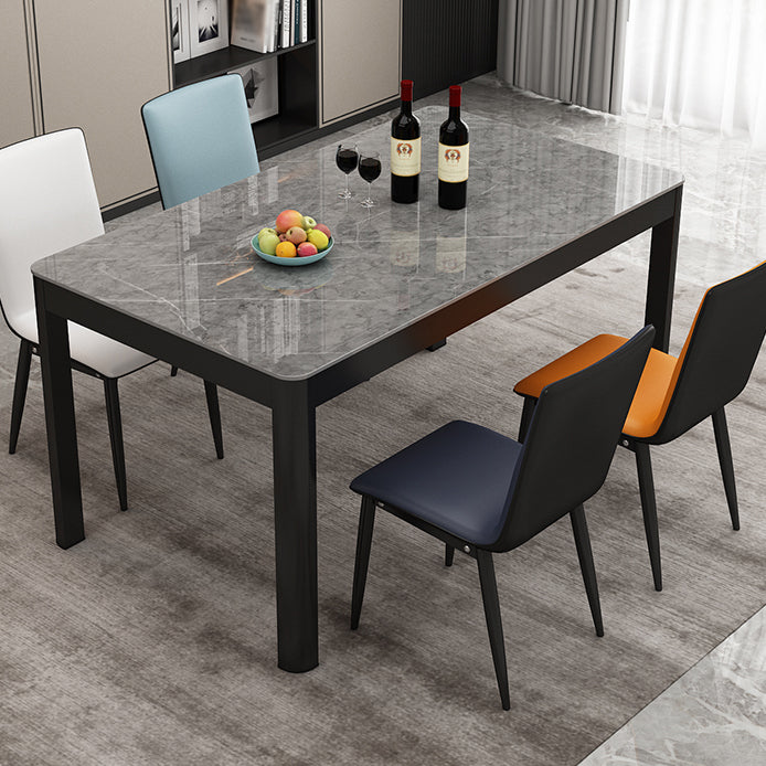 Modern Sintered Stone Dining Table Rectangular Table with Metallic Four-leg 51.2"L x 31.5"W x 29.9"H Gray Clearhalo ' dining_table' 'Dining Tables & Seating' 'Dining Tables' 'Furniture' 'furniture_dining_table' 'Kitchen & Dining Furniture' 'kitchen&dining_furn' 'kitchen' 'kitchen_dining_table' 3577651