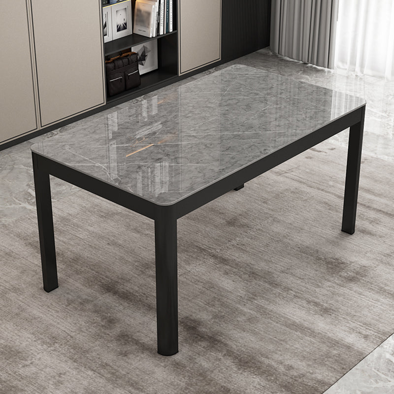 Modern Sintered Stone Dining Table Rectangular Table with Metallic Four-leg Gray Clearhalo ' dining_table' 'Dining Tables & Seating' 'Dining Tables' 'Furniture' 'furniture_dining_table' 'Kitchen & Dining Furniture' 'kitchen&dining_furn' 'kitchen' 'kitchen_dining_table' 3577655