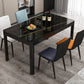Modern Sintered Stone Dining Table Rectangular Table with Metallic Four-leg 51.2"L x 31.5"W x 29.9"H Black Clearhalo ' dining_table' 'Dining Tables & Seating' 'Dining Tables' 'Furniture' 'furniture_dining_table' 'Kitchen & Dining Furniture' 'kitchen&dining_furn' 'kitchen' 'kitchen_dining_table' 3577657