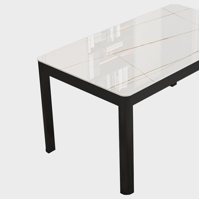 Modern Sintered Stone Dining Table Rectangular Table with Metallic Four-leg Clearhalo ' dining_table' 'Dining Tables & Seating' 'Dining Tables' 'Furniture' 'furniture_dining_table' 'Kitchen & Dining Furniture' 'kitchen&dining_furn' 'kitchen' 'kitchen_dining_table' 3577661
