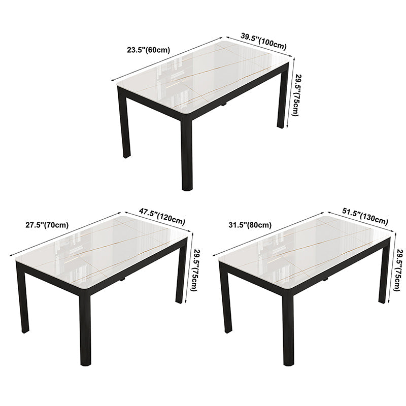Modern Sintered Stone Dining Table Rectangular Table with Metallic Four-leg Clearhalo ' dining_table' 'Dining Tables & Seating' 'Dining Tables' 'Furniture' 'furniture_dining_table' 'Kitchen & Dining Furniture' 'kitchen&dining_furn' 'kitchen' 'kitchen_dining_table' 3577663