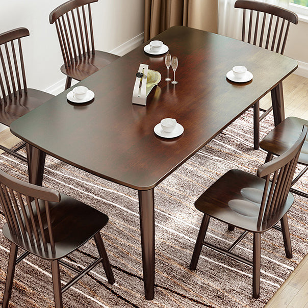 Rectangle 4 Legs Modern Dining Table Brown Tone Fixed Table with Solid Wood Clearhalo ' dining_table' 'Dining Tables & Seating' 'Dining Tables' 'Furniture' 'furniture_dining_table' 'Kitchen & Dining Furniture' 'kitchen&dining_furn' 'kitchen' 'kitchen_dining_table' 3577669