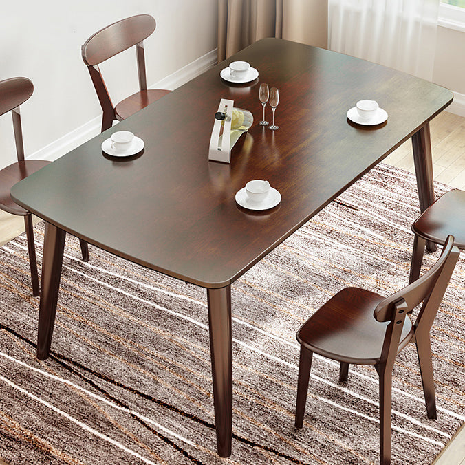 Rectangle 4 Legs Modern Dining Table Brown Tone Fixed Table with Solid Wood Clearhalo ' dining_table' 'Dining Tables & Seating' 'Dining Tables' 'Furniture' 'furniture_dining_table' 'Kitchen & Dining Furniture' 'kitchen&dining_furn' 'kitchen' 'kitchen_dining_table' 3577670