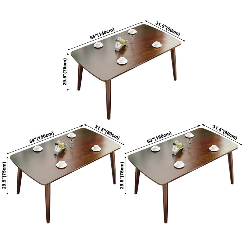 Rectangle 4 Legs Modern Dining Table Brown Tone Fixed Table with Solid Wood Clearhalo ' dining_table' 'Dining Tables & Seating' 'Dining Tables' 'Furniture' 'furniture_dining_table' 'Kitchen & Dining Furniture' 'kitchen&dining_furn' 'kitchen' 'kitchen_dining_table' 3577678