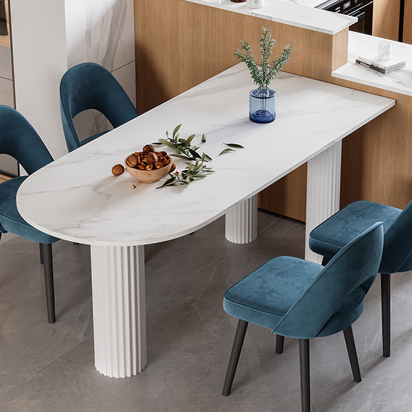 Free Form White Dining Table Sintered Stone Table Modern Style with 3 Legs Clearhalo ' dining_table' 'Dining Tables & Seating' 'Dining Tables' 'Furniture' 'furniture_dining_table' 'Kitchen & Dining Furniture' 'kitchen&dining_furn' 'kitchen' 'kitchen_dining_table' 3577704