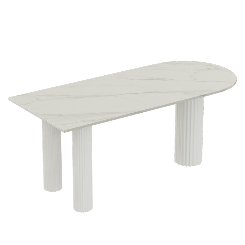 Free Form White Dining Table Sintered Stone Table Modern Style with 3 Legs Clearhalo ' dining_table' 'Dining Tables & Seating' 'Dining Tables' 'Furniture' 'furniture_dining_table' 'Kitchen & Dining Furniture' 'kitchen&dining_furn' 'kitchen' 'kitchen_dining_table' 3577707