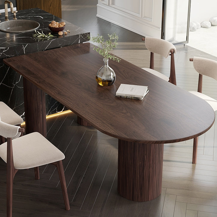 Contemporary Dining Table Solid Wood Table with 3 Legs for Dining Room Brown Clearhalo ' dining_table' 'Dining Tables & Seating' 'Dining Tables' 'Furniture' 'furniture_dining_table' 'Kitchen & Dining Furniture' 'kitchen&dining_furn' 'kitchen' 'kitchen_dining_table' 3577710