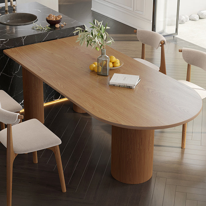 Contemporary Dining Table Solid Wood Table with 3 Legs for Dining Room Natural Clearhalo ' dining_table' 'Dining Tables & Seating' 'Dining Tables' 'Furniture' 'furniture_dining_table' 'Kitchen & Dining Furniture' 'kitchen&dining_furn' 'kitchen' 'kitchen_dining_table' 3577711