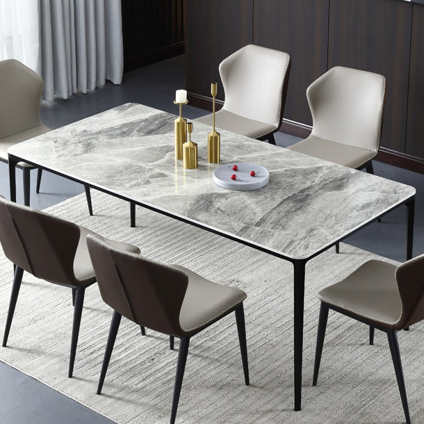 Modern Style Sintered Stone Dining Table Gray Rectangle Table with 4 Legs Clearhalo ' dining_table' 'Dining Tables & Seating' 'Dining Tables' 'Furniture' 'furniture_dining_table' 'Kitchen & Dining Furniture' 'kitchen&dining_furn' 'kitchen' 'kitchen_dining_table' 3577723