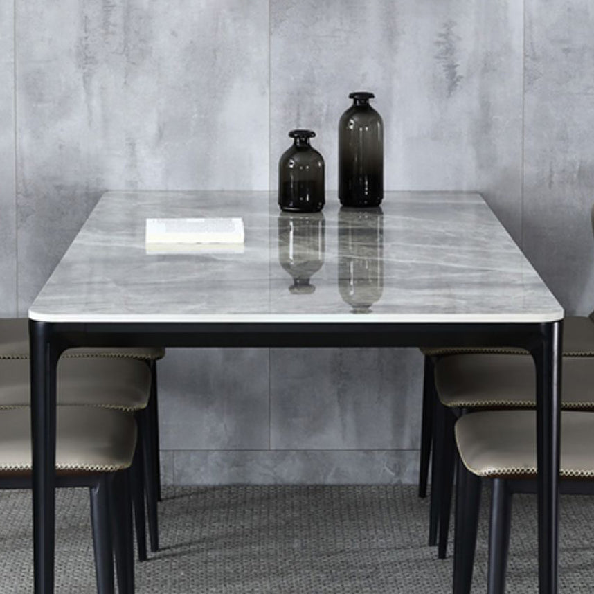 Modern Style Sintered Stone Dining Table Gray Rectangle Table with 4 Legs Clearhalo ' dining_table' 'Dining Tables & Seating' 'Dining Tables' 'Furniture' 'furniture_dining_table' 'Kitchen & Dining Furniture' 'kitchen&dining_furn' 'kitchen' 'kitchen_dining_table' 3577726