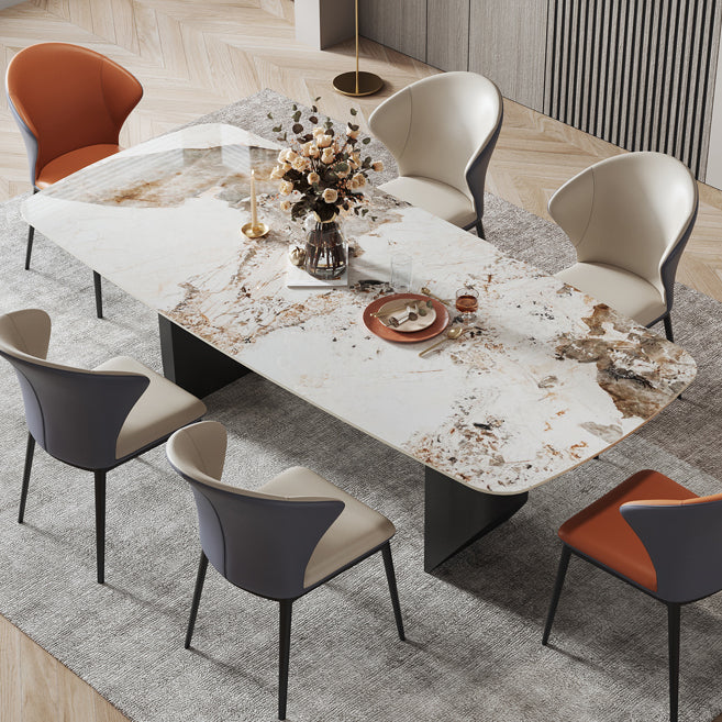 Metal Modern Rectangle Dining Table Sintered Stone Table for Dining Room and Kitchen Clearhalo ' dining_table' 'Dining Tables & Seating' 'Dining Tables' 'Furniture' 'furniture_dining_table' 'Kitchen & Dining Furniture' 'kitchen&dining_furn' 'kitchen' 'kitchen_dining_table' 3577738