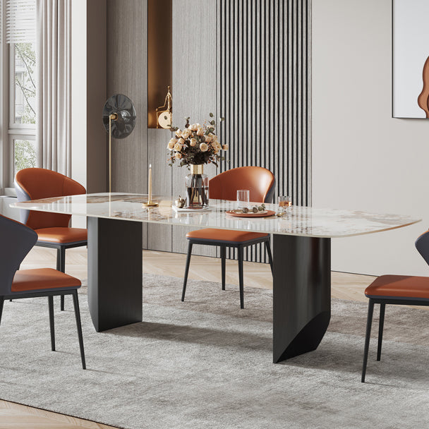 Metal Modern Rectangle Dining Table Sintered Stone Table for Dining Room and Kitchen Clearhalo ' dining_table' 'Dining Tables & Seating' 'Dining Tables' 'Furniture' 'furniture_dining_table' 'Kitchen & Dining Furniture' 'kitchen&dining_furn' 'kitchen' 'kitchen_dining_table' 3577740
