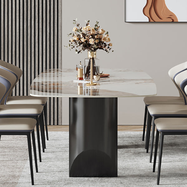 Metal Modern Rectangle Dining Table Sintered Stone Table for Dining Room and Kitchen Clearhalo ' dining_table' 'Dining Tables & Seating' 'Dining Tables' 'Furniture' 'furniture_dining_table' 'Kitchen & Dining Furniture' 'kitchen&dining_furn' 'kitchen' 'kitchen_dining_table' 3577741