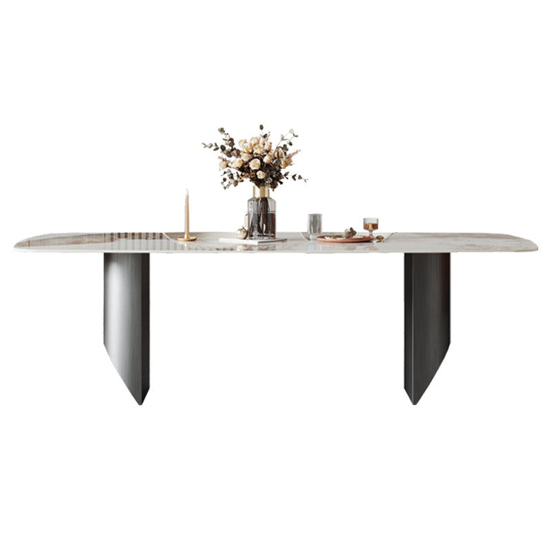Metal Modern Rectangle Dining Table Sintered Stone Table for Dining Room and Kitchen Clearhalo ' dining_table' 'Dining Tables & Seating' 'Dining Tables' 'Furniture' 'furniture_dining_table' 'Kitchen & Dining Furniture' 'kitchen&dining_furn' 'kitchen' 'kitchen_dining_table' 3577742