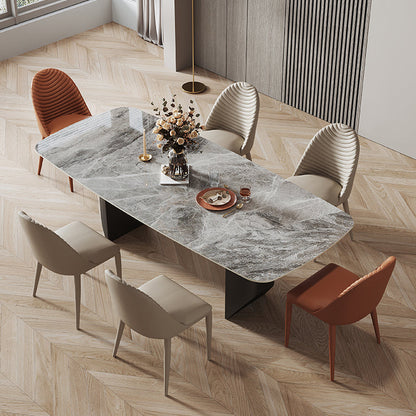 Metal Modern Rectangle Dining Table Sintered Stone Table for Dining Room and Kitchen Gray Clearhalo ' dining_table' 'Dining Tables & Seating' 'Dining Tables' 'Furniture' 'furniture_dining_table' 'Kitchen & Dining Furniture' 'kitchen&dining_furn' 'kitchen' 'kitchen_dining_table' 3577748
