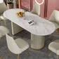 Modern Sintered Stone Oval Table Dining Table with White/Orange Double Pedestal Clearhalo ' dining_table' 'Dining Tables & Seating' 'Dining Tables' 'Furniture' 'furniture_dining_table' 'Kitchen & Dining Furniture' 'kitchen&dining_furn' 'kitchen' 'kitchen_dining_table' 3577749