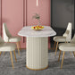 Modern Sintered Stone Oval Table Dining Table with White/Orange Double Pedestal Clearhalo ' dining_table' 'Dining Tables & Seating' 'Dining Tables' 'Furniture' 'furniture_dining_table' 'Kitchen & Dining Furniture' 'kitchen&dining_furn' 'kitchen' 'kitchen_dining_table' 3577752