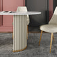 Modern Sintered Stone Oval Table Dining Table with White/Orange Double Pedestal Clearhalo ' dining_table' 'Dining Tables & Seating' 'Dining Tables' 'Furniture' 'furniture_dining_table' 'Kitchen & Dining Furniture' 'kitchen&dining_furn' 'kitchen' 'kitchen_dining_table' 3577757