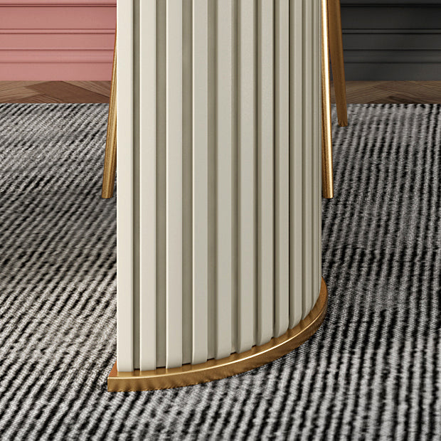 Modern Sintered Stone Oval Table Dining Table with White/Orange Double Pedestal Clearhalo ' dining_table' 'Dining Tables & Seating' 'Dining Tables' 'Furniture' 'furniture_dining_table' 'Kitchen & Dining Furniture' 'kitchen&dining_furn' 'kitchen' 'kitchen_dining_table' 3577759