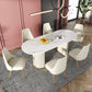 Modern Sintered Stone Oval Table Dining Table with White/Orange Double Pedestal Clearhalo ' dining_table' 'Dining Tables & Seating' 'Dining Tables' 'Furniture' 'furniture_dining_table' 'Kitchen & Dining Furniture' 'kitchen&dining_furn' 'kitchen' 'kitchen_dining_table' 3577763