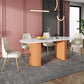 Modern Sintered Stone Oval Table Dining Table with White/Orange Double Pedestal Clearhalo ' dining_table' 'Dining Tables & Seating' 'Dining Tables' 'Furniture' 'furniture_dining_table' 'Kitchen & Dining Furniture' 'kitchen&dining_furn' 'kitchen' 'kitchen_dining_table' 3577765