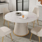 Round Sintered Stone White Dining Table Simplicity Pedestal Table for Dining Room Clearhalo ' dining_table' 'Dining Tables & Seating' 'Dining Tables' 'Furniture' 'furniture_dining_table' 'Kitchen & Dining Furniture' 'kitchen&dining_furn' 'kitchen' 'kitchen_dining_table' 3577766
