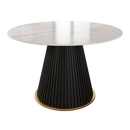 Round Sintered Stone White Dining Table Simplicity Pedestal Table for Dining Room Black Clearhalo ' dining_table' 'Dining Tables & Seating' 'Dining Tables' 'Furniture' 'furniture_dining_table' 'Kitchen & Dining Furniture' 'kitchen&dining_furn' 'kitchen' 'kitchen_dining_table' 3577768