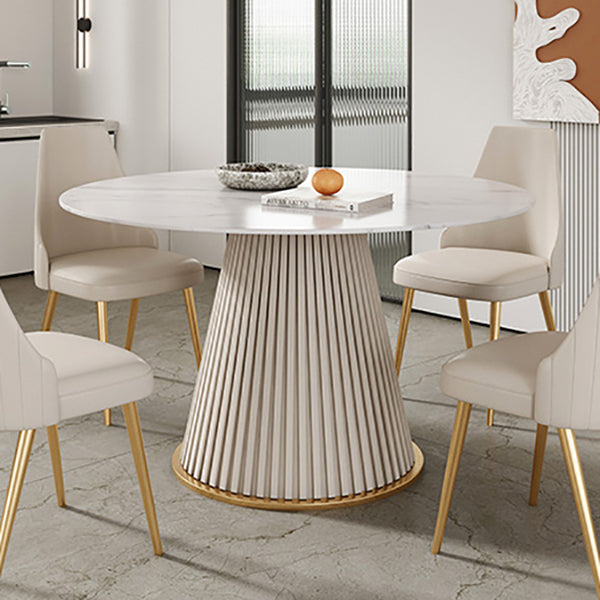 Round Sintered Stone White Dining Table Simplicity Pedestal Table for Dining Room Clearhalo ' dining_table' 'Dining Tables & Seating' 'Dining Tables' 'Furniture' 'furniture_dining_table' 'Kitchen & Dining Furniture' 'kitchen&dining_furn' 'kitchen' 'kitchen_dining_table' 3577769