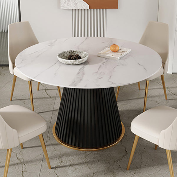 Round Sintered Stone White Dining Table Simplicity Pedestal Table for Dining Room Clearhalo ' dining_table' 'Dining Tables & Seating' 'Dining Tables' 'Furniture' 'furniture_dining_table' 'Kitchen & Dining Furniture' 'kitchen&dining_furn' 'kitchen' 'kitchen_dining_table' 3577771