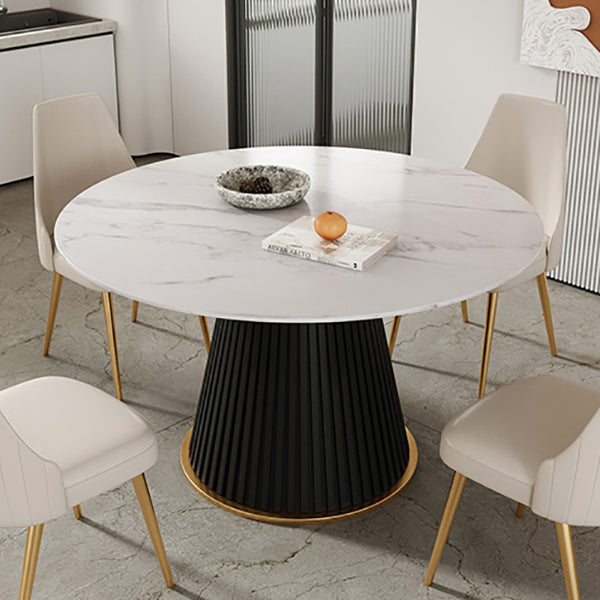 Round Sintered Stone White Dining Table Simplicity Pedestal Table for Dining Room Clearhalo ' dining_table' 'Dining Tables & Seating' 'Dining Tables' 'Furniture' 'furniture_dining_table' 'Kitchen & Dining Furniture' 'kitchen&dining_furn' 'kitchen' 'kitchen_dining_table' 3577772