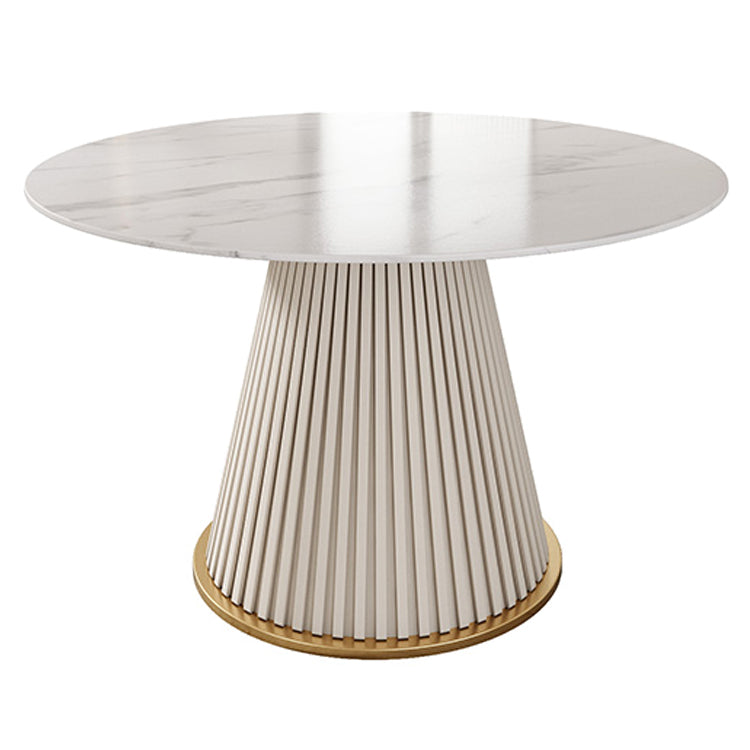 Round Sintered Stone White Dining Table Simplicity Pedestal Table for Dining Room Clearhalo ' dining_table' 'Dining Tables & Seating' 'Dining Tables' 'Furniture' 'furniture_dining_table' 'Kitchen & Dining Furniture' 'kitchen&dining_furn' 'kitchen' 'kitchen_dining_table' 3577773
