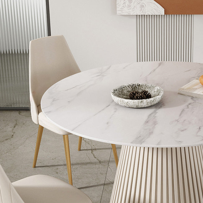 Round Sintered Stone White Dining Table Simplicity Pedestal Table for Dining Room Clearhalo ' dining_table' 'Dining Tables & Seating' 'Dining Tables' 'Furniture' 'furniture_dining_table' 'Kitchen & Dining Furniture' 'kitchen&dining_furn' 'kitchen' 'kitchen_dining_table' 3577774