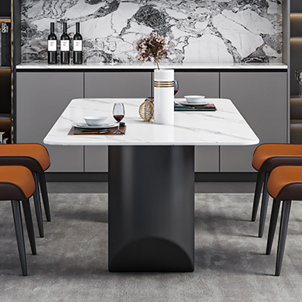 Contemporary Dining Table Sintered Stone Dining Table with Double Pedestal for Dining Room Clearhalo ' dining_table' 'Dining Tables & Seating' 'Dining Tables' 'Furniture' 'furniture_dining_table' 'Kitchen & Dining Furniture' 'kitchen&dining_furn' 'kitchen' 'kitchen_dining_table' 3577782