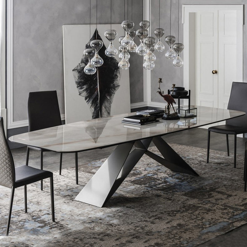 Metal Contemporary Rectangle Dining Table Sintered Stone Table for Dining Room and Kitchen Gray Clearhalo ' dining_table' 'Dining Tables & Seating' 'Dining Tables' 'Furniture' 'furniture_dining_table' 'Kitchen & Dining Furniture' 'kitchen&dining_furn' 'kitchen' 'kitchen_dining_table' 3577818