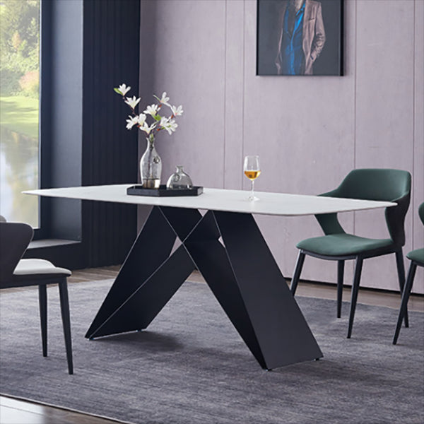 Metal Contemporary Rectangle Dining Table Sintered Stone Table for Dining Room and Kitchen Clearhalo ' dining_table' 'Dining Tables & Seating' 'Dining Tables' 'Furniture' 'furniture_dining_table' 'Kitchen & Dining Furniture' 'kitchen&dining_furn' 'kitchen' 'kitchen_dining_table' 3577821