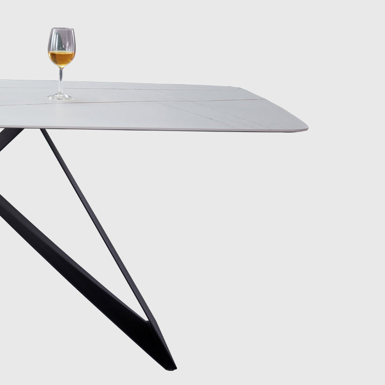 Metal Contemporary Rectangle Dining Table Sintered Stone Table for Dining Room and Kitchen Clearhalo ' dining_table' 'Dining Tables & Seating' 'Dining Tables' 'Furniture' 'furniture_dining_table' 'Kitchen & Dining Furniture' 'kitchen&dining_furn' 'kitchen' 'kitchen_dining_table' 3577824