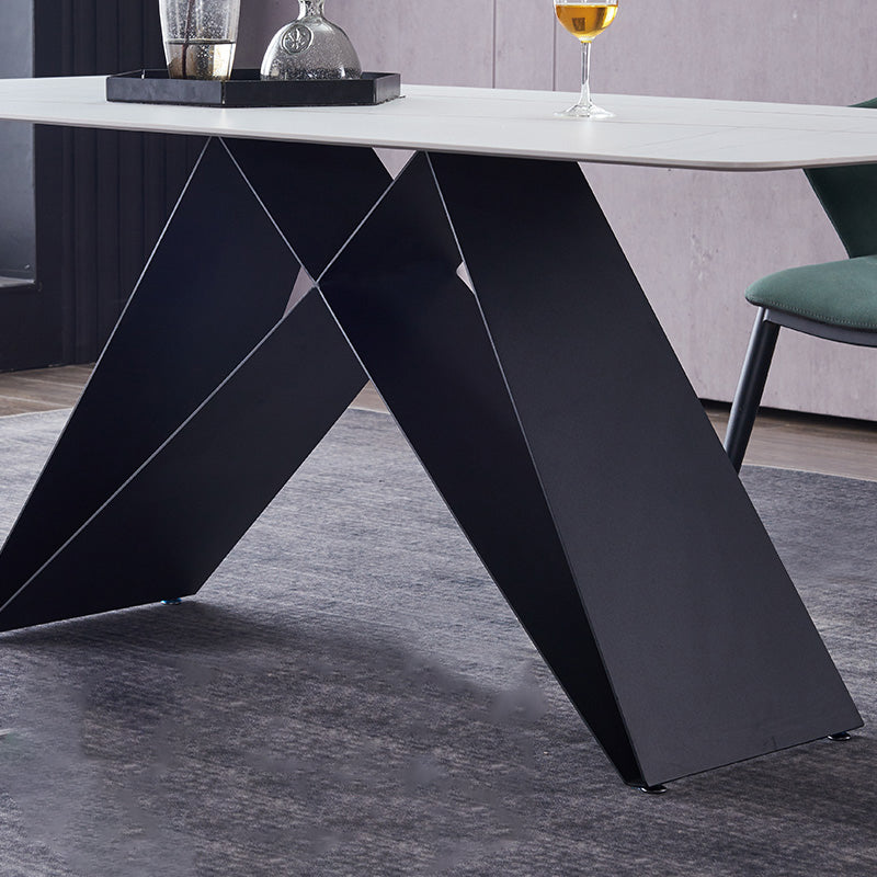 Metal Contemporary Rectangle Dining Table Sintered Stone Table for Dining Room and Kitchen Clearhalo ' dining_table' 'Dining Tables & Seating' 'Dining Tables' 'Furniture' 'furniture_dining_table' 'Kitchen & Dining Furniture' 'kitchen&dining_furn' 'kitchen' 'kitchen_dining_table' 3577826